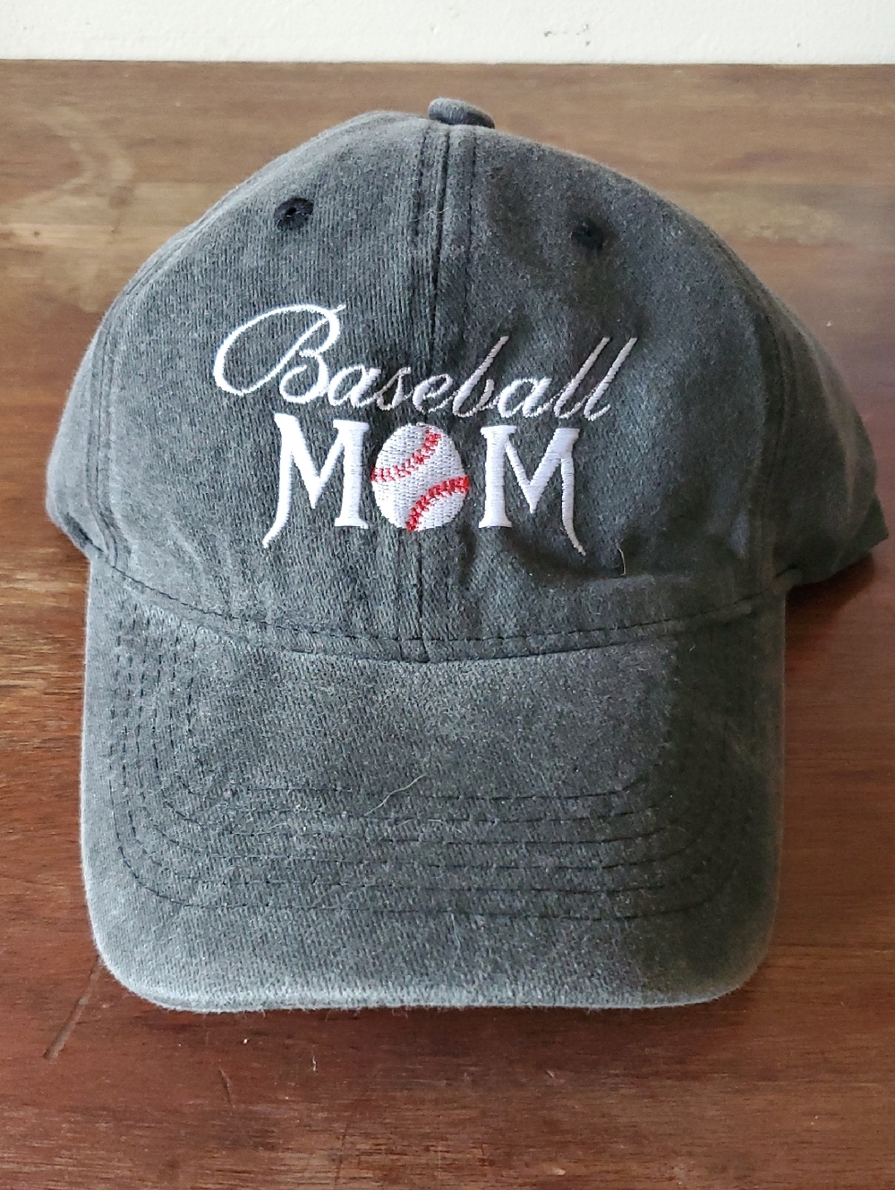 Baseball Mom Embroidered Cap - Charcoal
